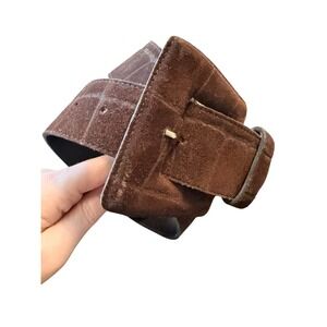 Chetta B Brown Suede Crocodile Embossed Wide Waist Belt Size 10 Genuine Leather